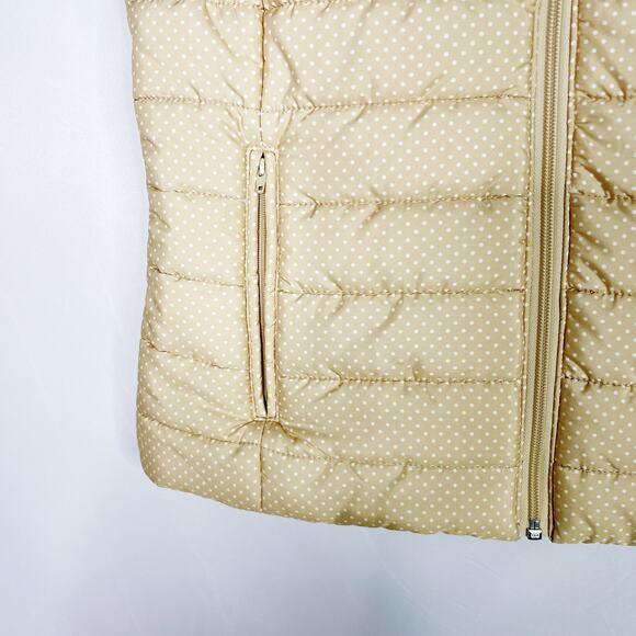 LOFT Polka Dot Quilted Puffer Vest XSmall XS Yellow White Full Zip Womens - Picture 4 of 8